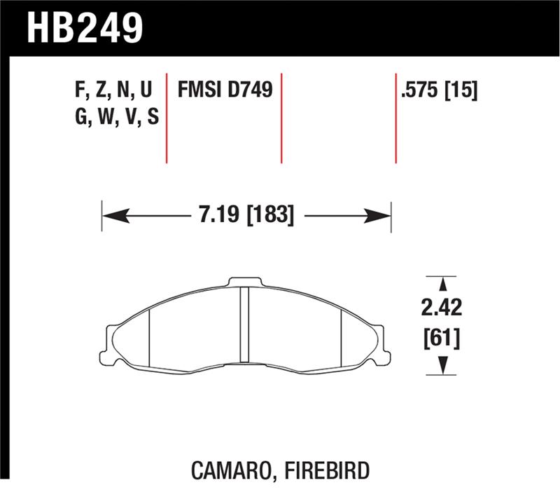Pontiac Firebird Brake Pad Sets - Front - Hawk Performance - HP+ - `98-`02